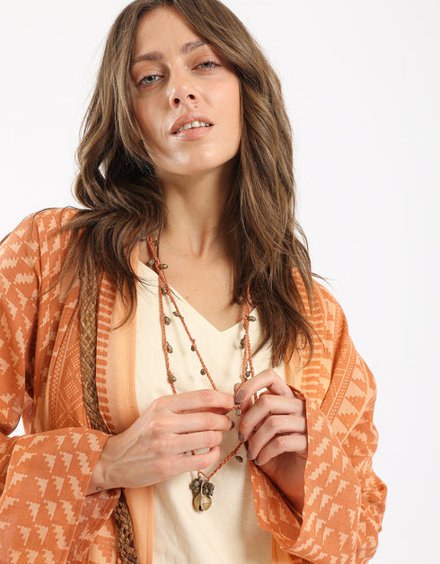 Long double layer necklace with crochet