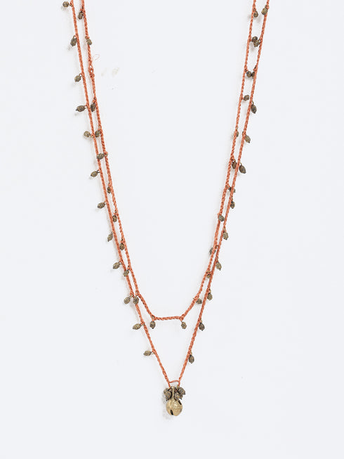 Long double layer necklace with crochet