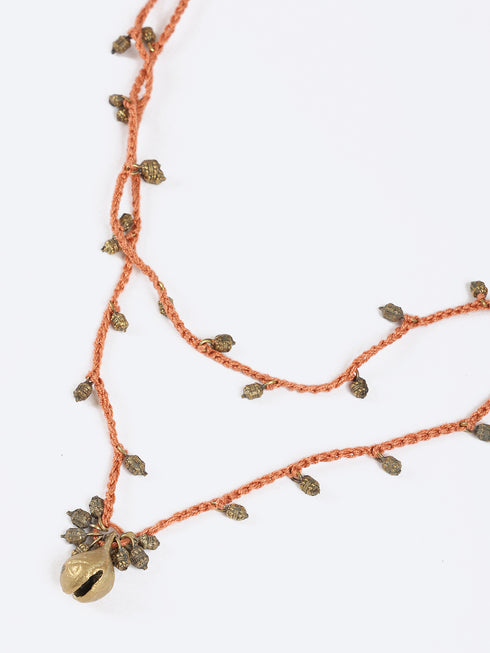 Long double layer necklace with crochet