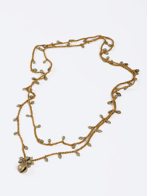 Long double layer necklace with crochet