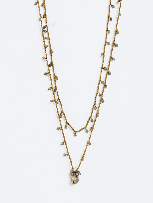 Long double layer necklace with crochet
