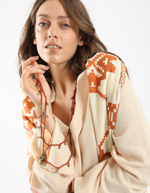 Long double layer necklace with crochet
