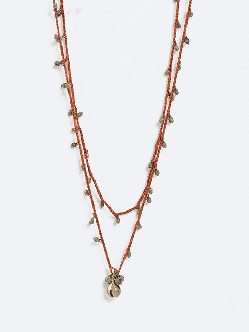 Long double layer necklace with crochet