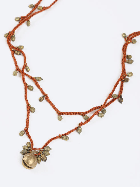 Long double layer necklace with crochet