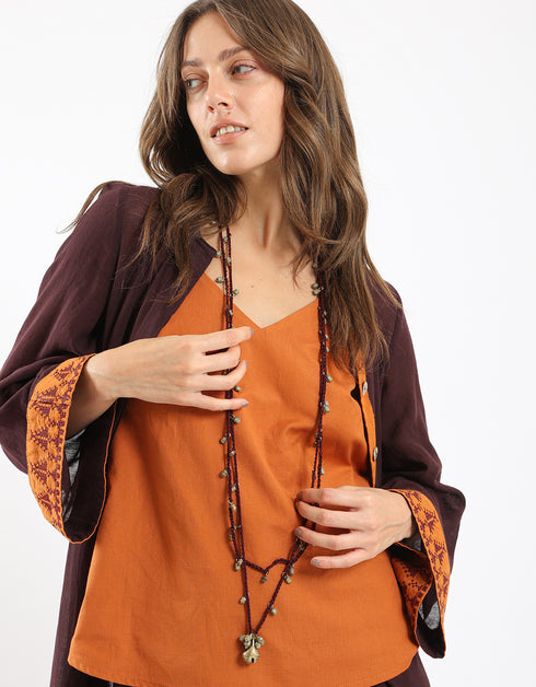 Long double layer necklace with crochet
