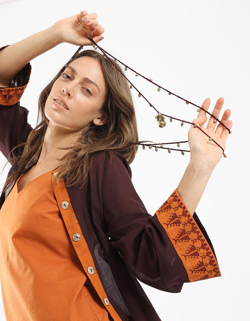 Long double layer necklace with crochet