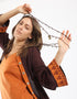 Long double layer necklace with crochet