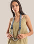 long necklace with braided linen yarn and antique bedouin silver beads