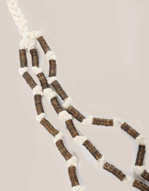3 layers necklace with metal beads and knots
