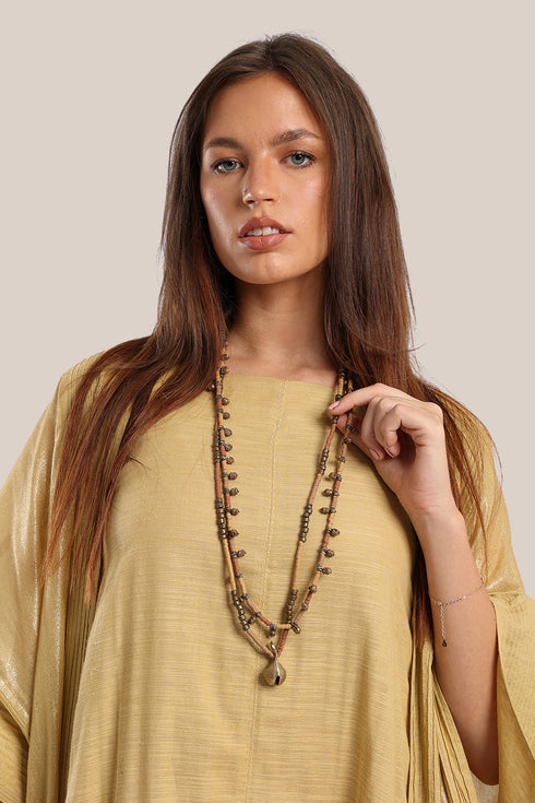 2 layered necklace in multi-colored flat beads