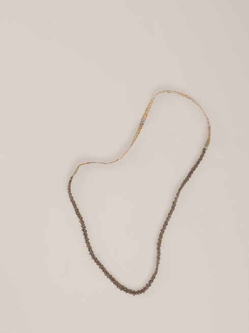 Long embroidered cotton-wool necklace