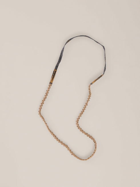 Long embroidered cotton-wool necklace