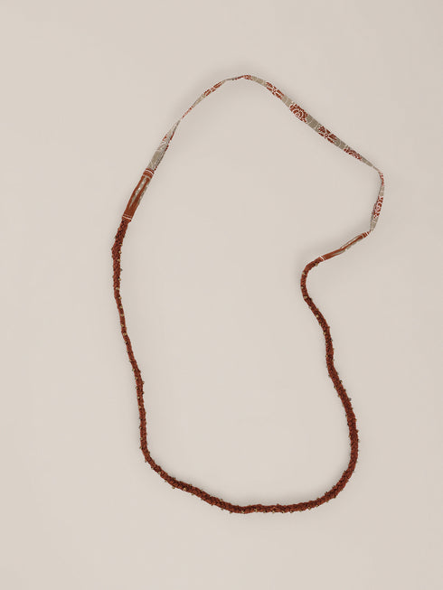 Long embroidered cotton-wool necklace