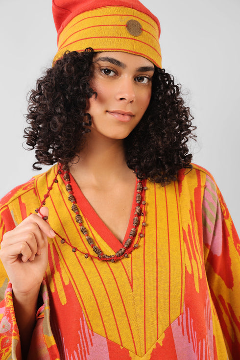 Two layered necklace with metal beads