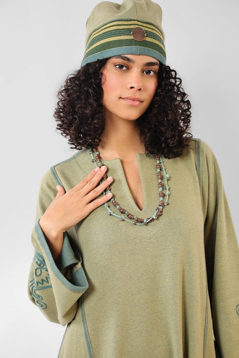 Two layered necklace with metal beads