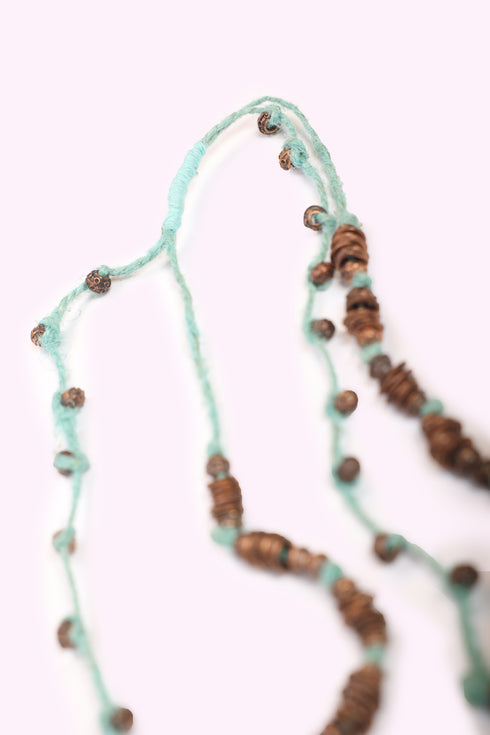 Two layered necklace with metal beads