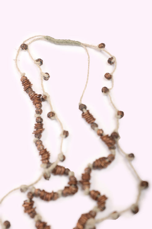 Two layered necklace with metal beads