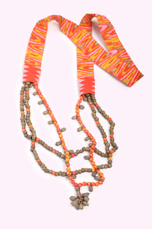 Necklace with 3 layers of multicolor beads
