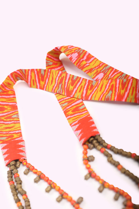 Necklace with 3 layers of multicolor beads