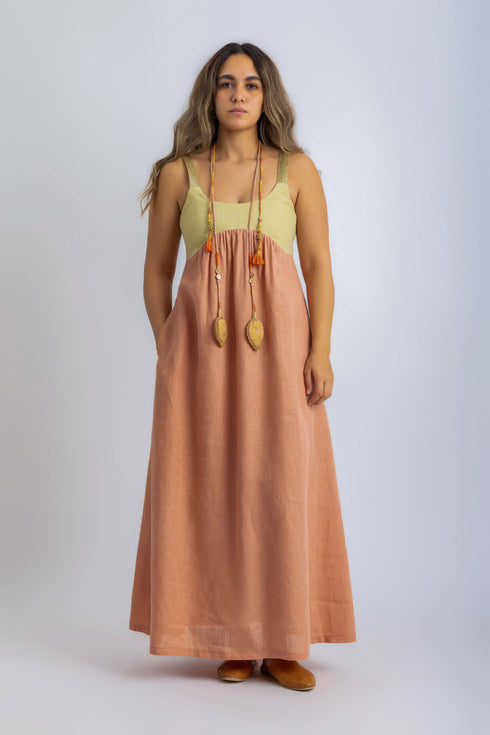 Handmade necklace embellished with beads and buttons