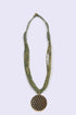 Short braided yarn pendant necklace