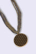 Short braided yarn pendant necklace