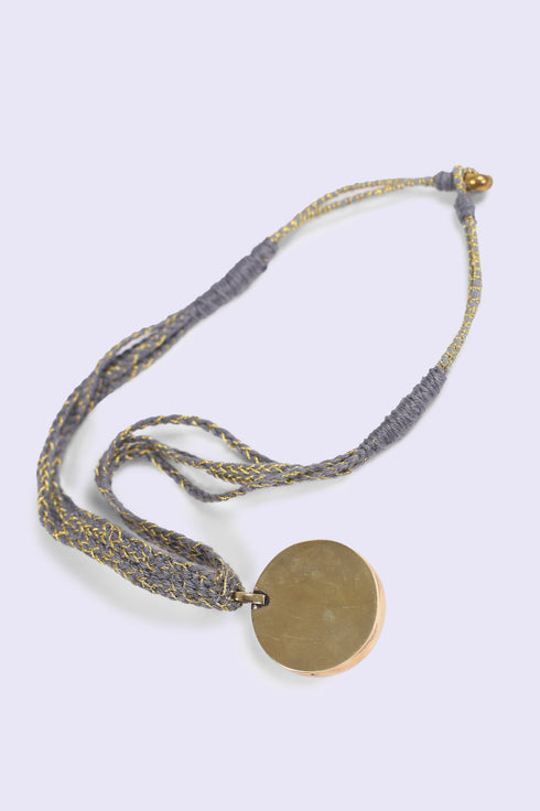 Short braided yarn pendant necklace