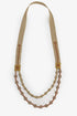 Hand embroidered layered necklace with ribbon and beads