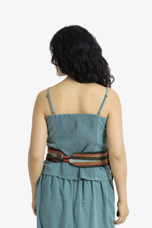 Velvet cord belt with metal tassels