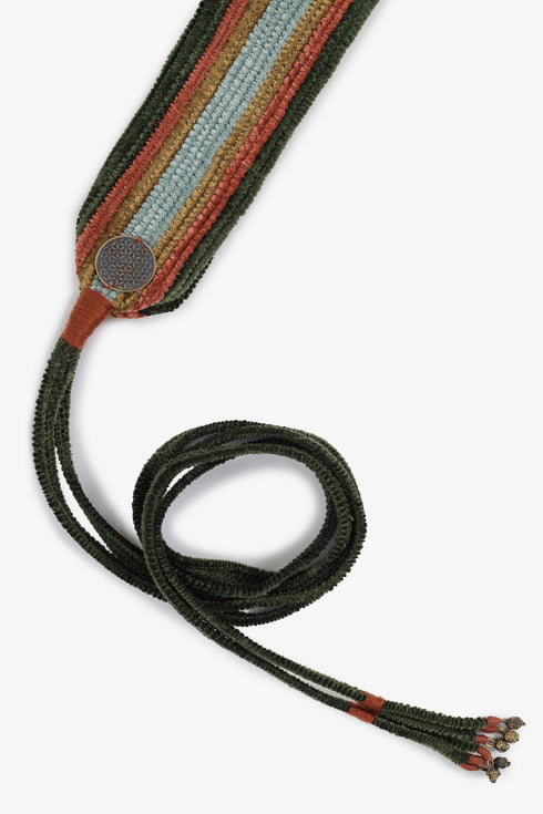 Velvet cord belt with metal tassels