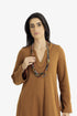 Four-layer velvet cord necklace with metal beads