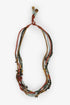 Four-layer velvet cord necklace with metal beads