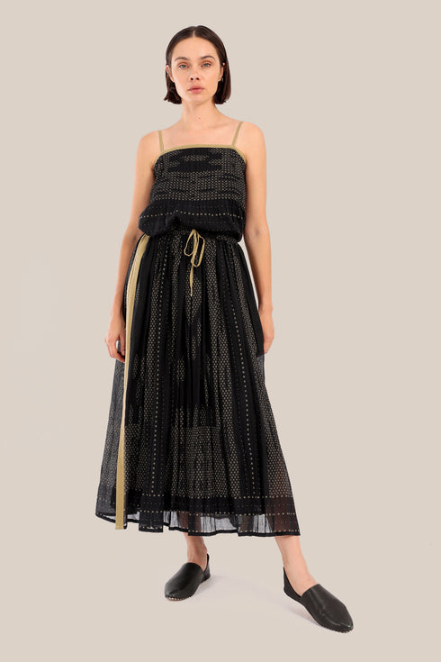 Long printed cotton skirt