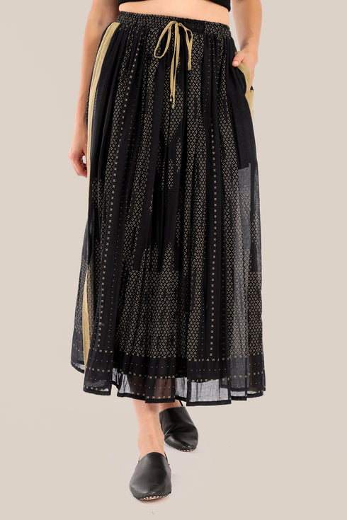 Long printed cotton skirt