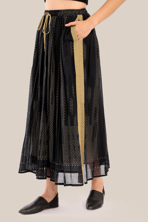 Long printed cotton skirt