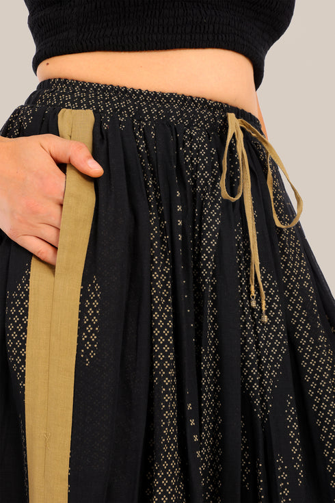 Long printed cotton skirt