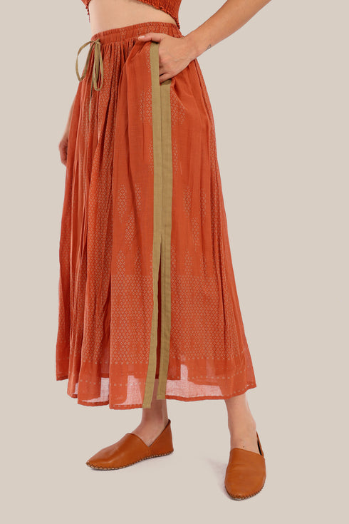 Long printed cotton skirt