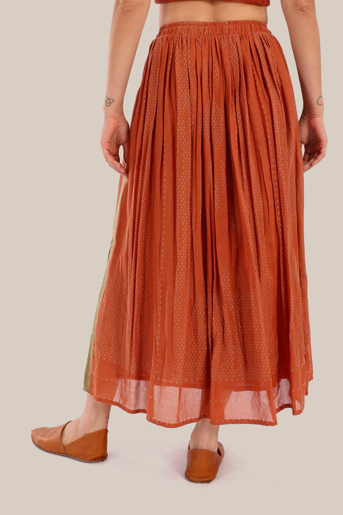 Long printed cotton skirt