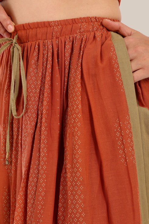 Long printed cotton skirt