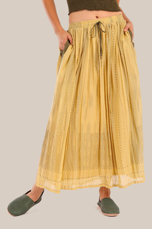 Long printed cotton skirt