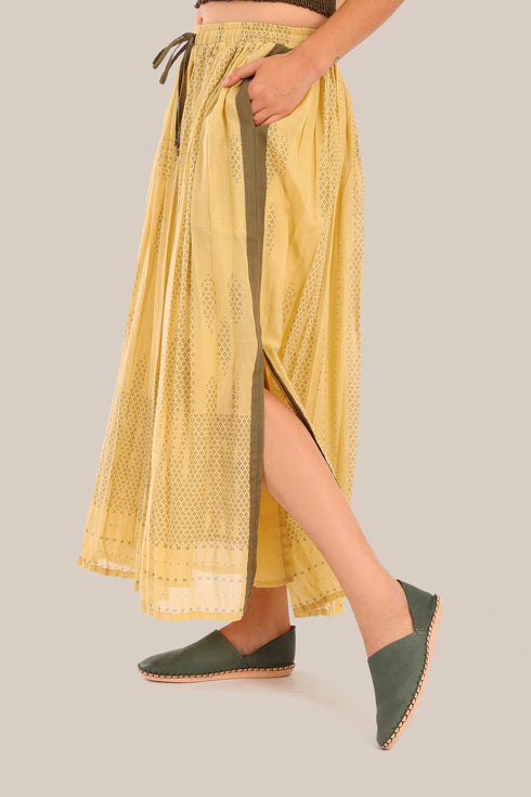 Long printed cotton skirt