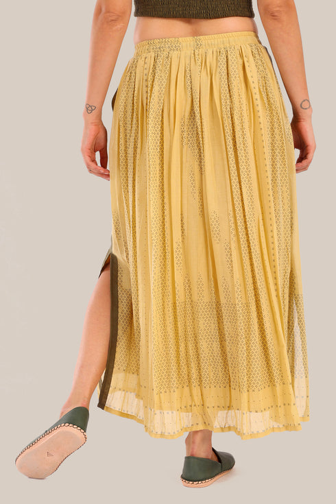 Long printed cotton skirt