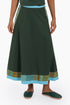 Long A line skirt in cotton poplin with contrast color trims
