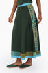 Long A line skirt in cotton poplin with contrast color trims