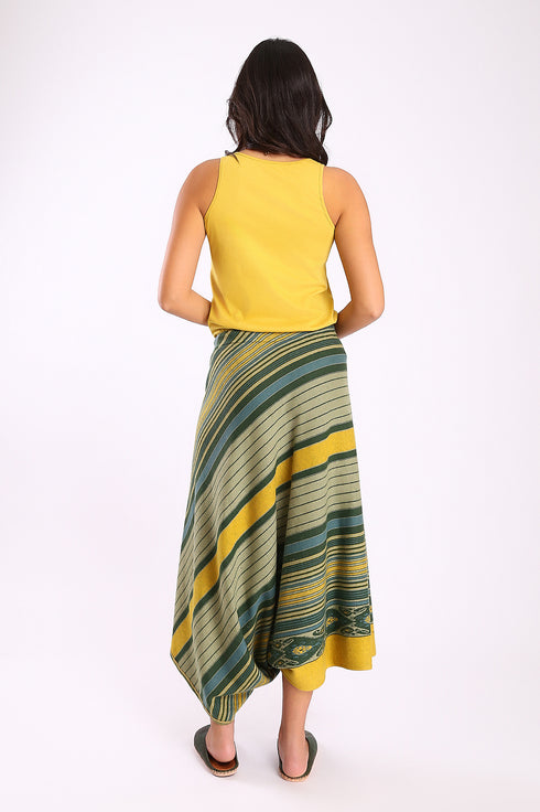 Pant skirt in striped jacquard cotton blend