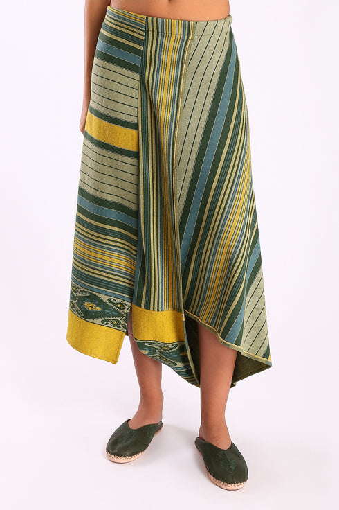 Pant skirt in striped jacquard cotton blend