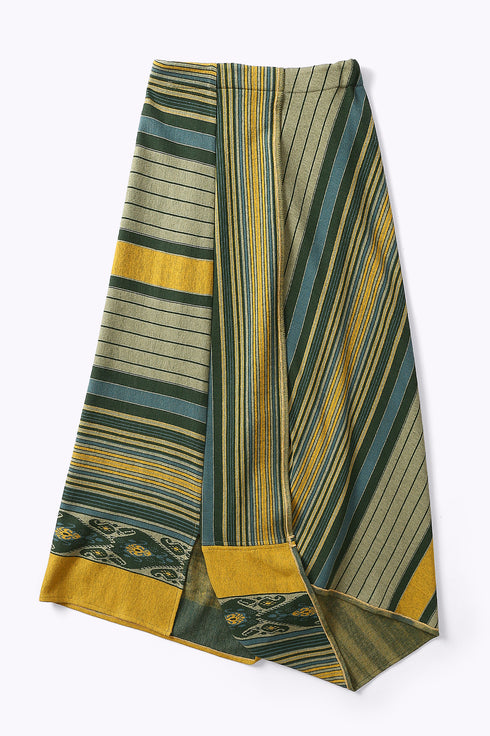 Pant skirt in striped jacquard cotton blend