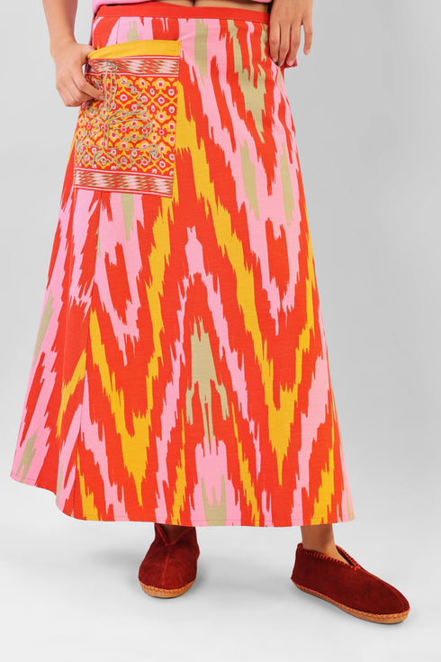 Wrap around skirt with one big pocket