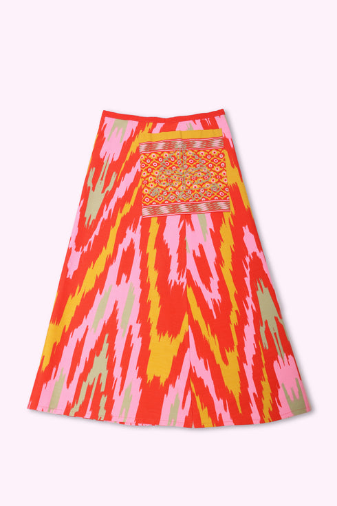 Wrap around skirt with one big pocket
