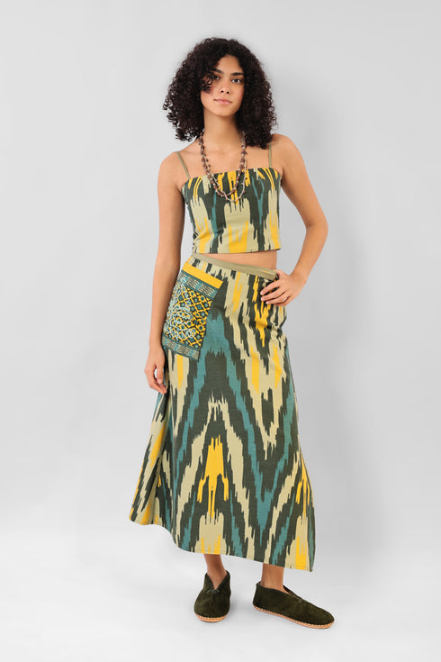 Wrap around skirt with one big pocket